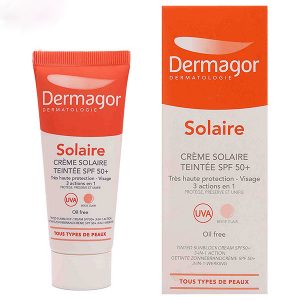 کرم ضد آفتاب رنگی spf50 فاقد چربی درماگور