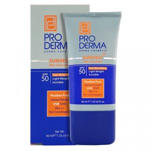کرم ضد آفتاب بی رنگ SPF 50 پرودرما مناسب برای انواع پوست آقایان 40 میل