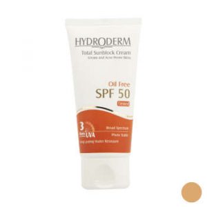 کرم ضد آفتاب کرم پودری هیدرودرم 50 SPF فاقد چربی، بژ متوسط 50میل