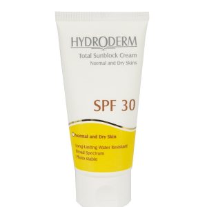 کرم ضد آفتاب هیدرودرم SPF30 مناسب جهت پوست های معمولی و خشک 50گرم